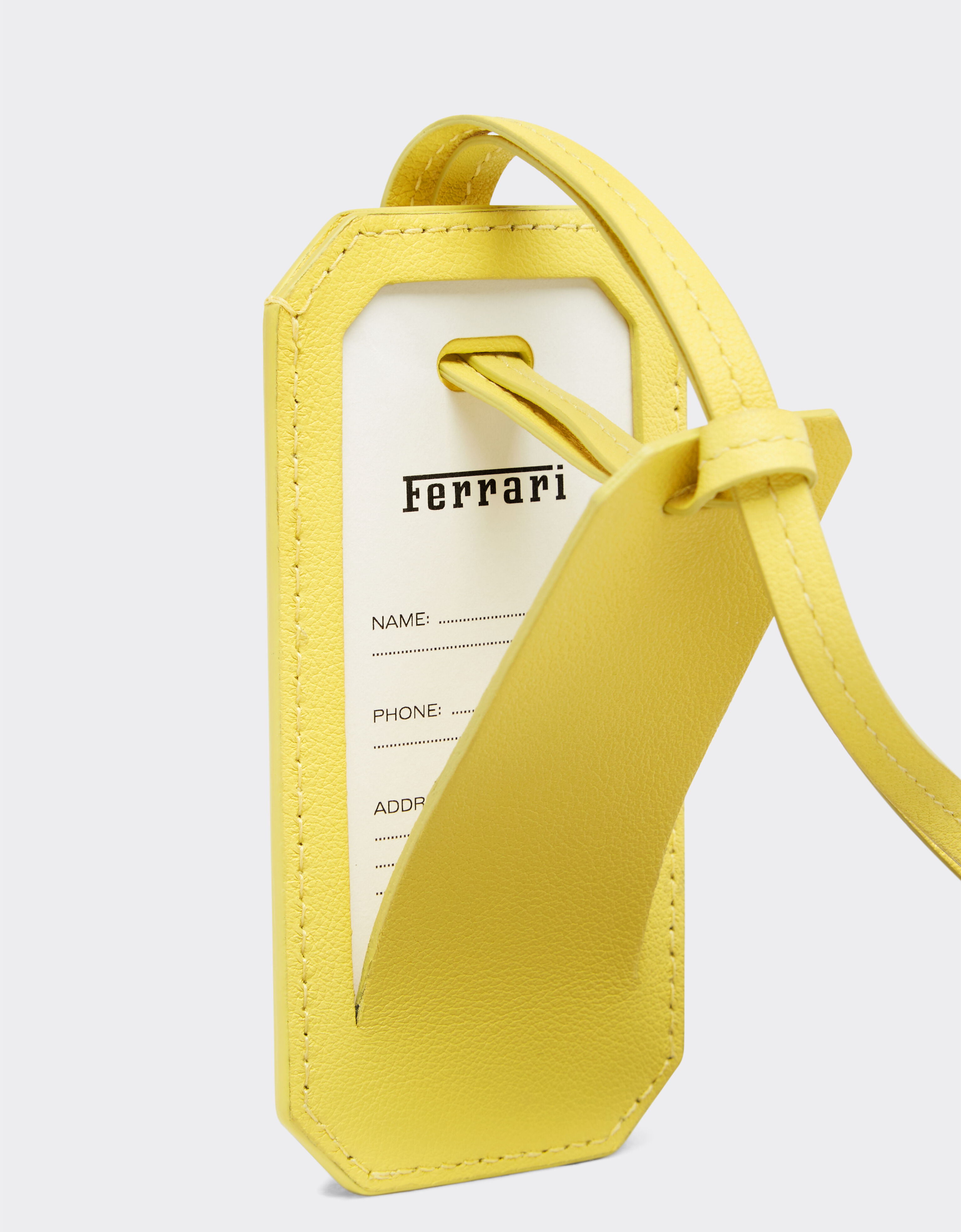Ferrari Luggage tag in smooth nappa leather with logo Giallo Modena 22197f