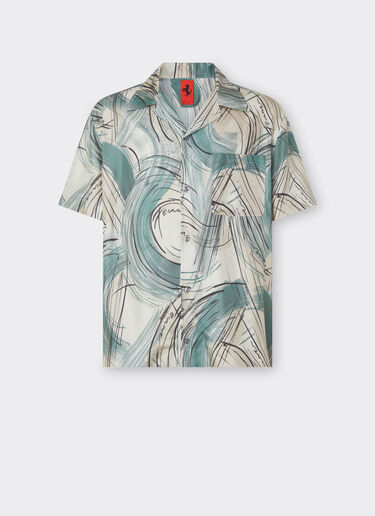 Ferrari Camisa de seda con estampado cepillado Ecru 21905f