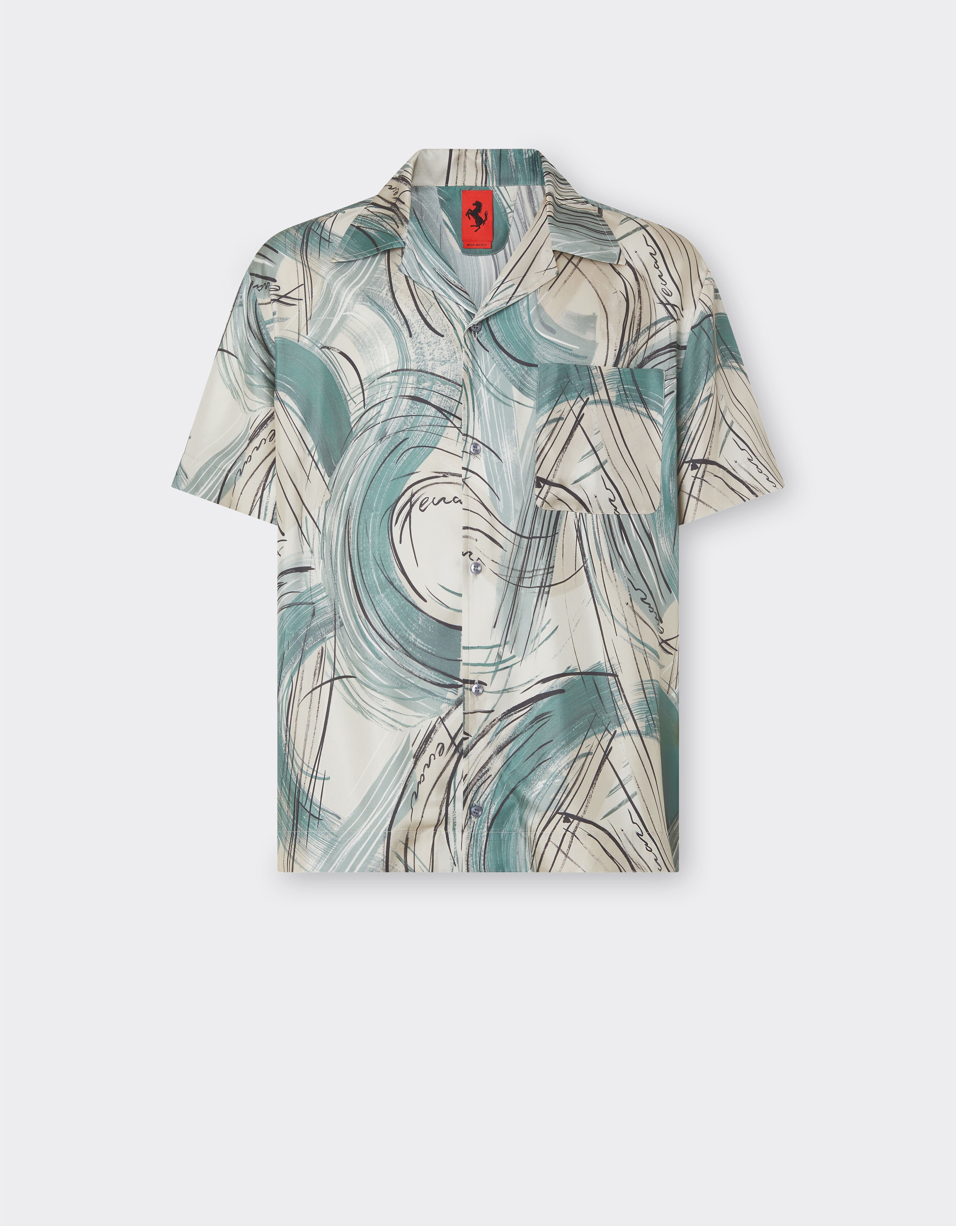 Ferrari Camisa de seda con estampado cepillado Ecru 21905f