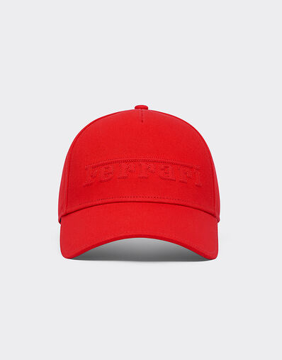 Ferrari Cotton baseball cap with Ferrari logo embroidery Rosso Dino 21342f