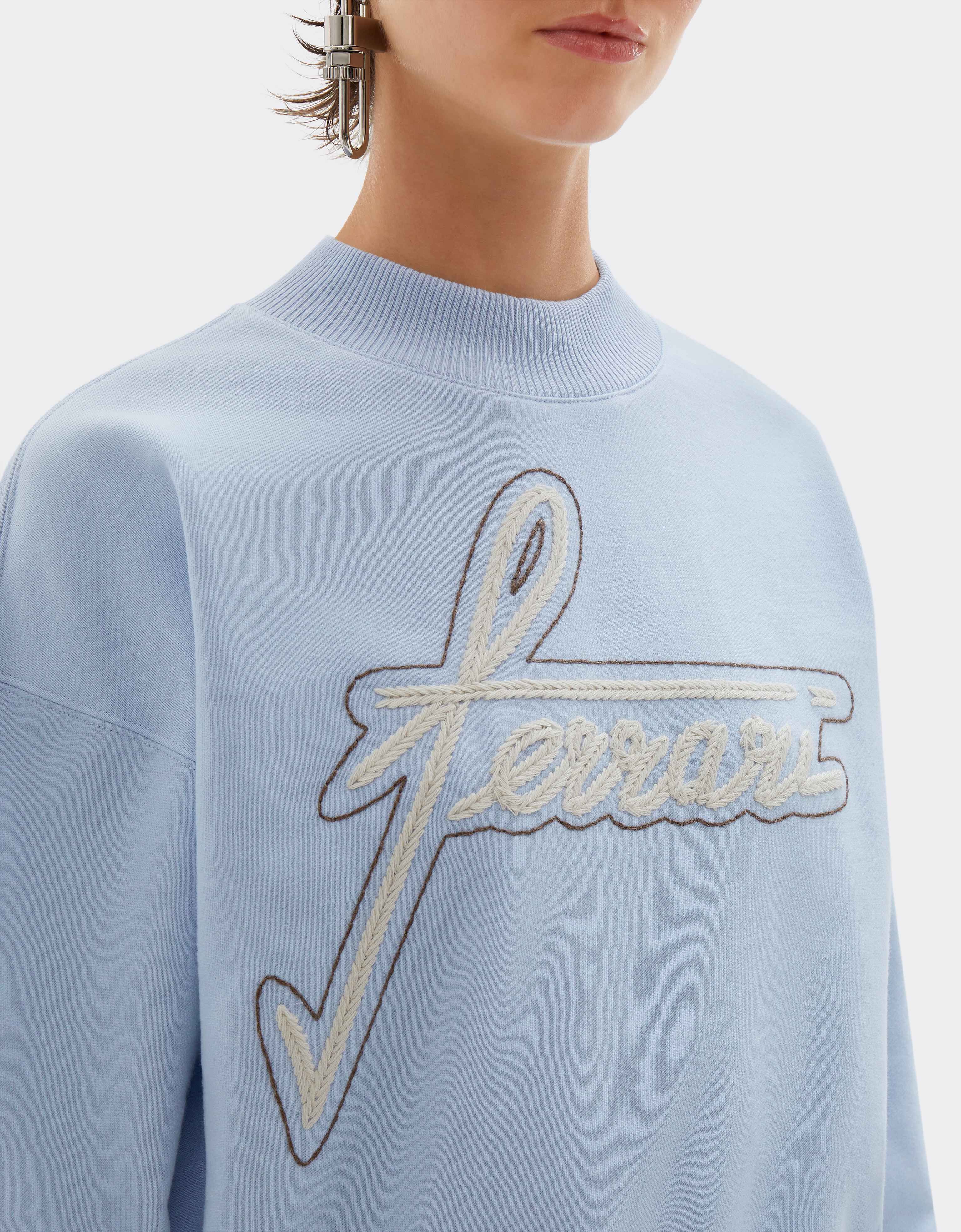 Sudadera de cuello redondo de algodón con bordado Ferrari Sudadera de cuello redondo de algodón con bordado Powder Blue CJWSW0021JCO0046f