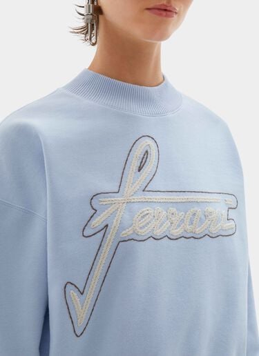 Sudadera de cuello redondo de algodón con bordado Ferrari Sudadera de cuello redondo de algodón con bordado Powder Blue CJWSW0021JCO0046f