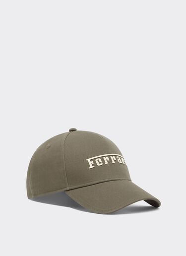 Ferrari Baseball cap with rubberized Ferrari logo Khaki Green 20403f