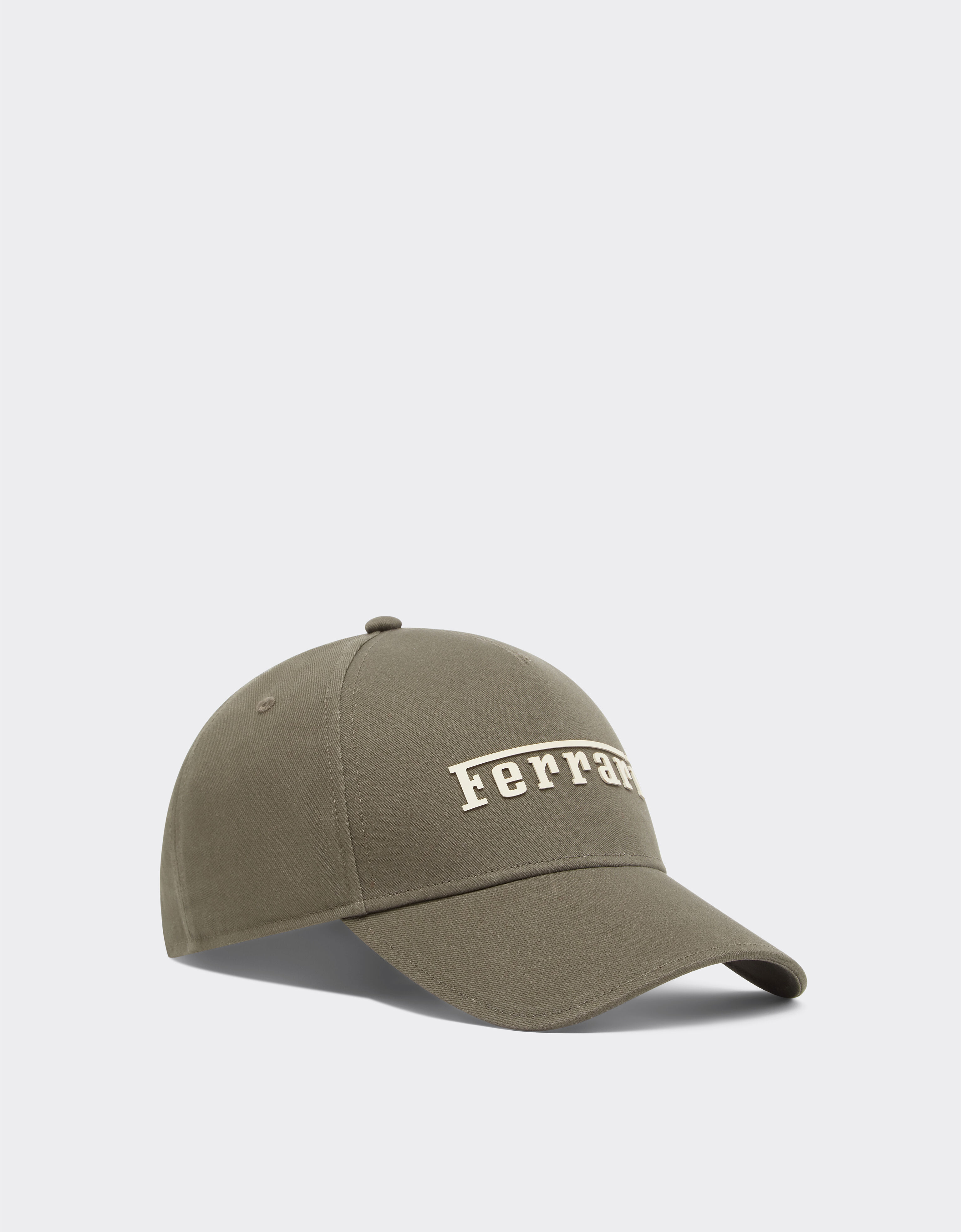 Ferrari Baseball cap with rubberized Ferrari logo Khaki Green 20403f