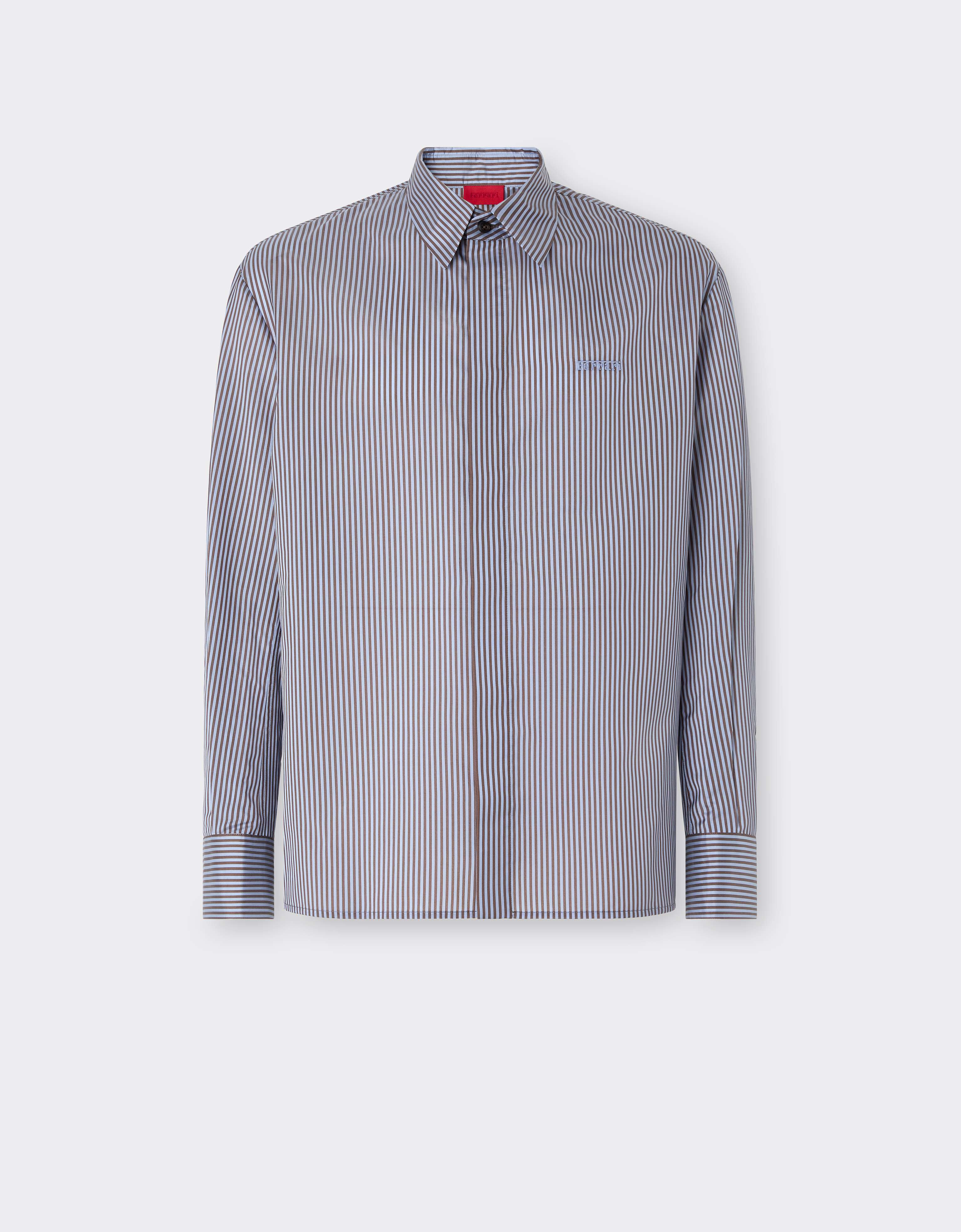 Camisa de barré con mezcla de seda y bordado Ferrari Camisa de barré con mezcla de seda y bordado Powder Blue CWMSH0021WPL0012f