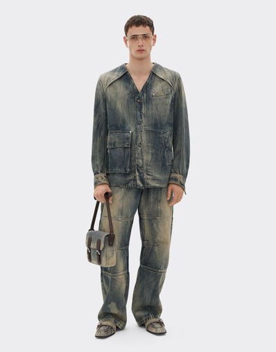 Ferrari Acid-washed denim shirt Blu Denim 51184f