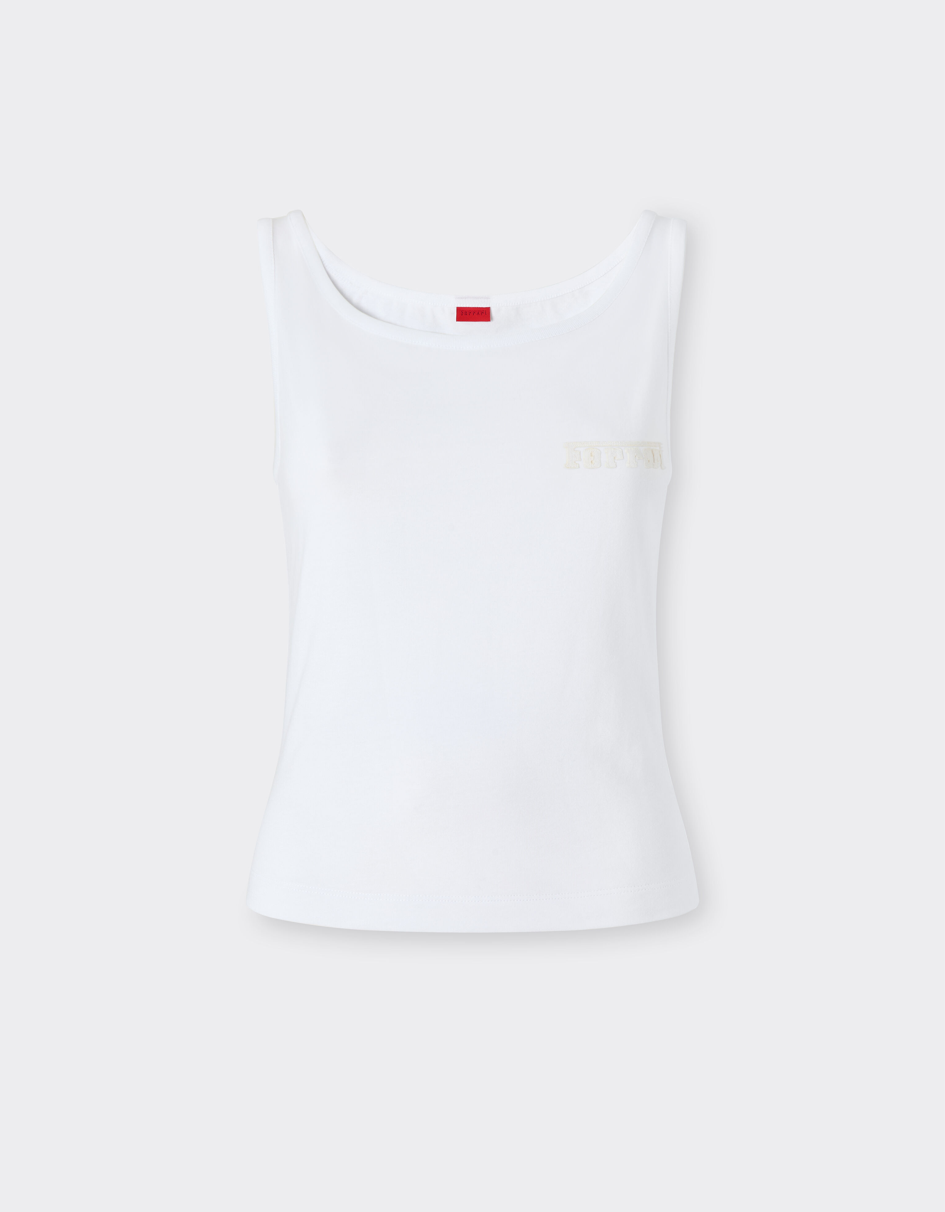 Ferrari Cotton tank top with Ferrari logo Optical White 50848f