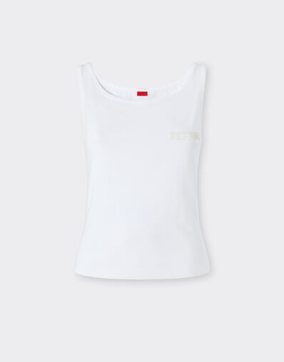 TANK TOP WITH FERRARI PATCH Ferrari TANK TOP WITH FERRARI PATCH Bianco Ottico 50848f