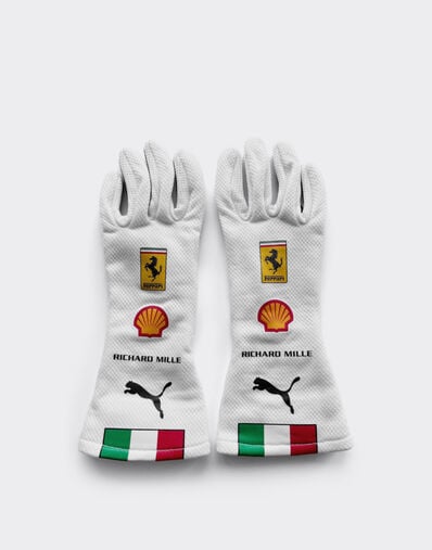 Ferrari Puma for Scuderia Ferrari HP Charles Leclerc Monza 2025 racing gloves Optical White LA0CKf
