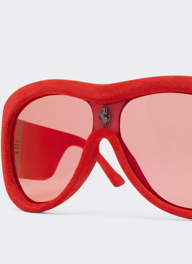 Ferrari Limited Edition Ferrari red leather covered sunglasses with red mirror lens Red F1244f