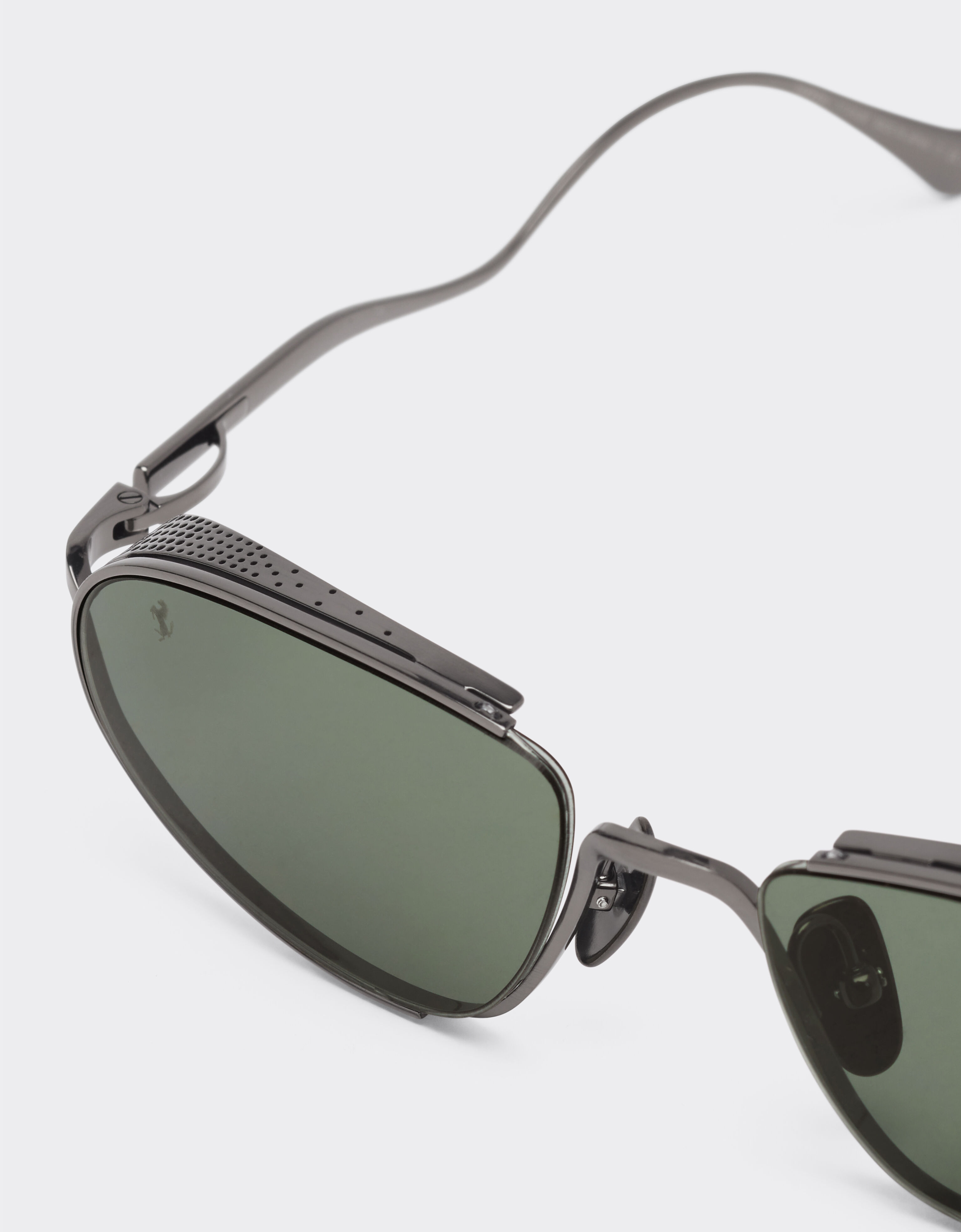 Ferrari Ferrari sunglasses in gunmetal grey titanium with green lenses Ingrid LA02Tf