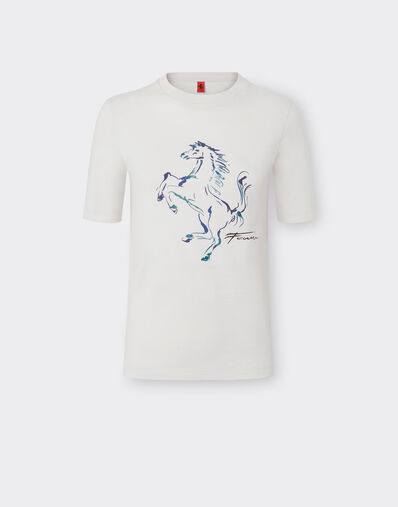 Ferrari T-shirt with Prancing Horse graphic Ficus Green 21179f