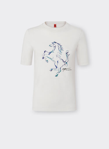 Ferrari T-shirt with Prancing Horse graphic Ecru 22059f