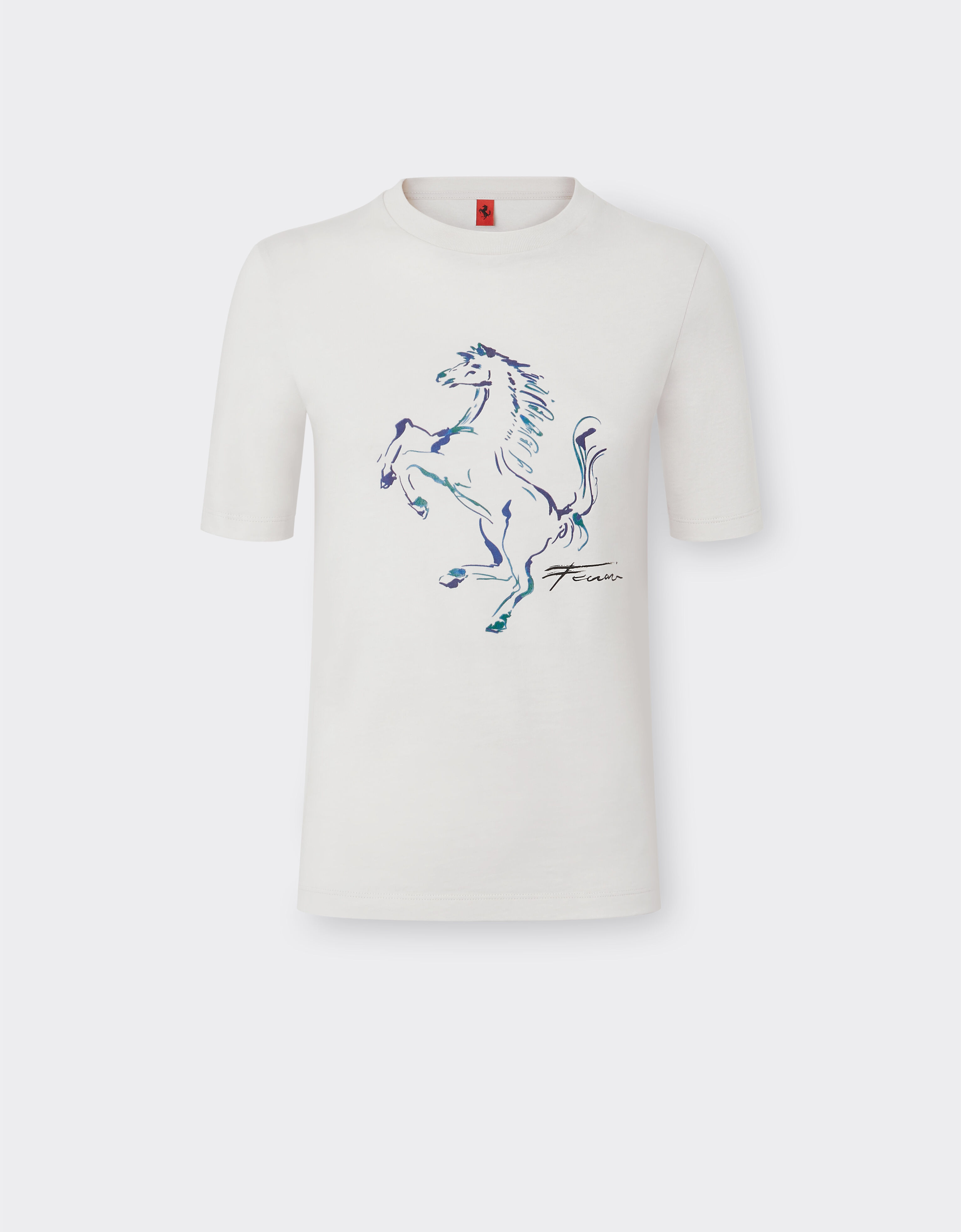 Ferrari T-shirt with Prancing Horse graphic Ecru 22059f