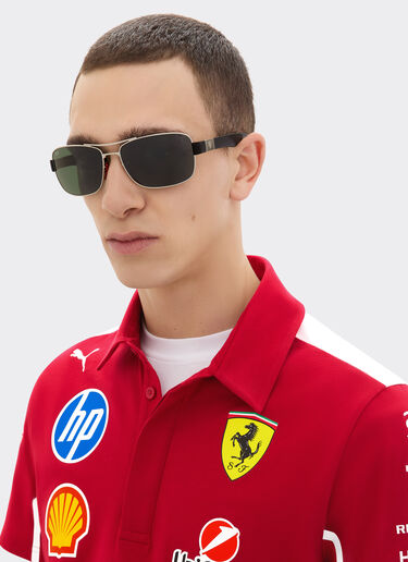 Ray-Ban for Scuderia Ferrari RB3763M in silver-tone metal and black plastic with dark green lenses Ferrari Ray-Ban for Scuderia Ferrari RB3763M in silver-tone metal and black plastic with dark green lenses Silver LA01Ff