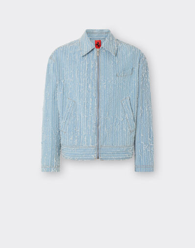 Ferrari Jacket in frayed faded denim Ficus Green 22076f
