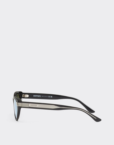 Ferrari Ferrari sunglasses in shiny blackacetate with gray mirrored lenses Black LA0EXf