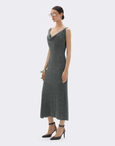 Long Dress in Irregular Ribbed Linen Ferrari Long Dress in Irregular Ribbed Linen Grey CKWDR0015KLI0005f