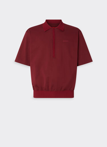 Ferrari Cotton polo shirt with 7X7 check motif Mahogany 22515f