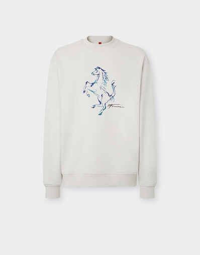 Ferrari Sweatshirt with Prancing Horse graphic Ecru 22057f
