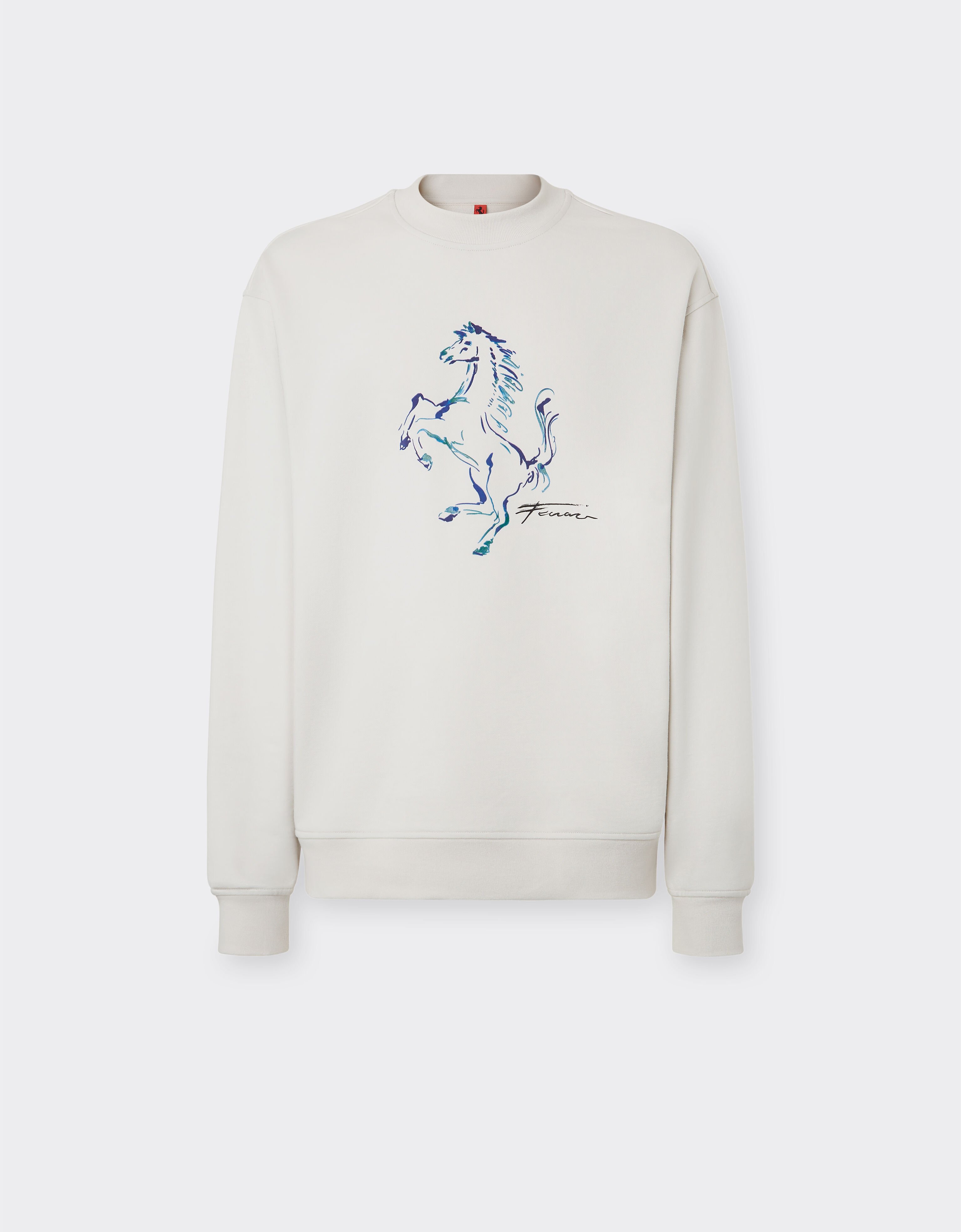 Ferrari Sweatshirt mit tänzelnder Pferdegrafik Ecru 22057f