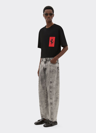 Ferrari Cotton T-shirt with Prancing Horse pocket Black 47824f
