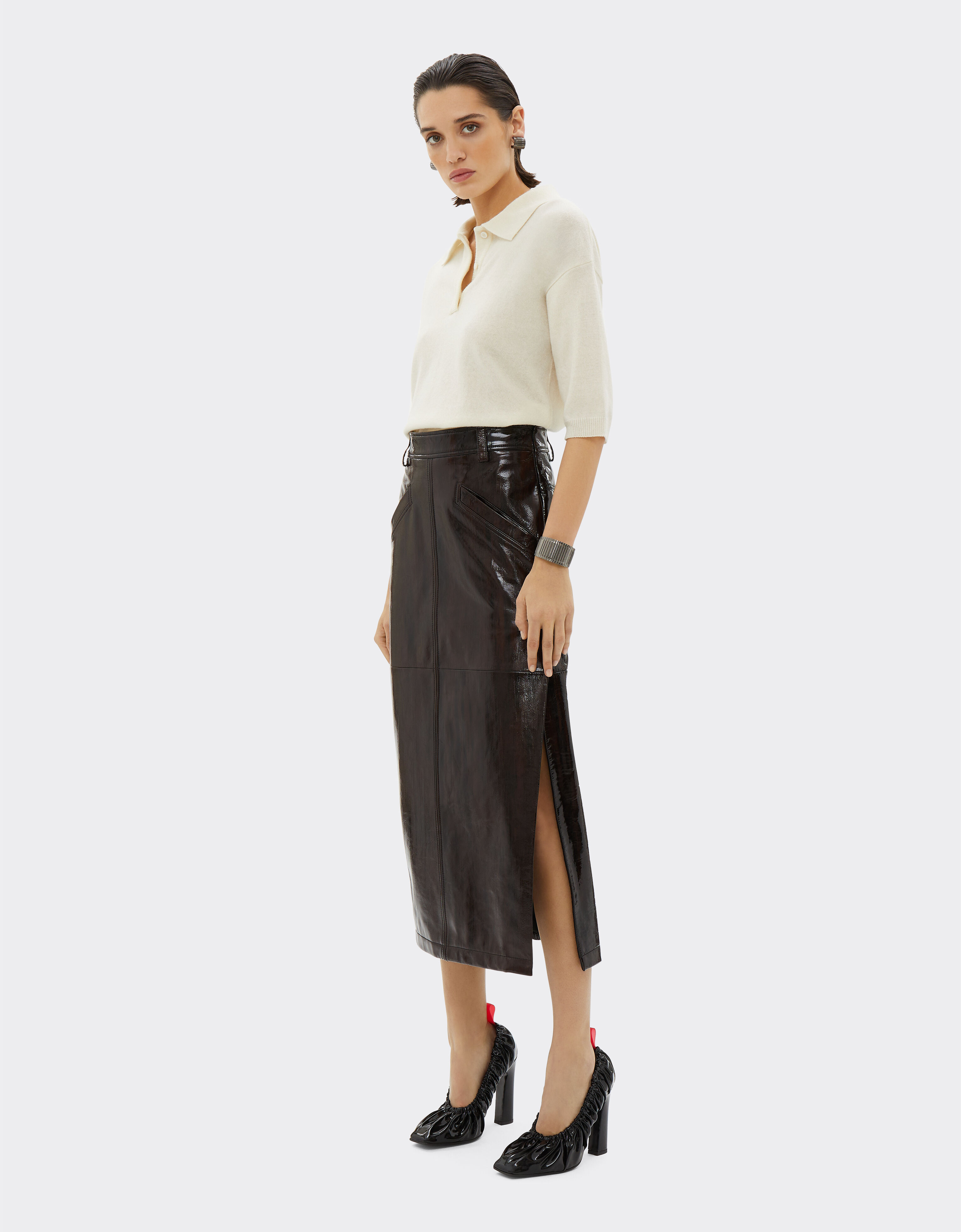 Jupe cuir brillant outlet