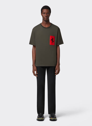 Ferrari Cotton T-shirt with Prancing Horse pocket Military 47824f