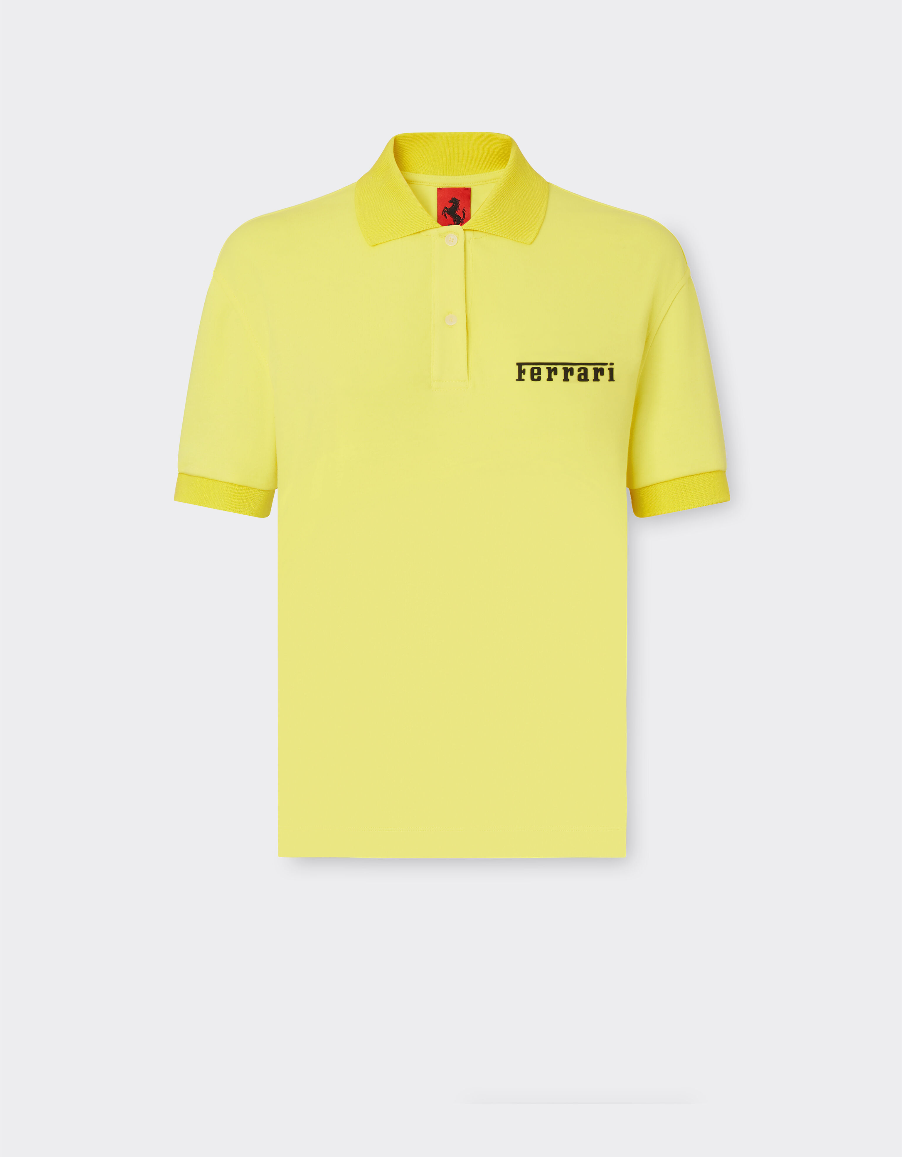 Ferrari Cotton polo shirt with Ferrari silicone logo Giallo Modena 48310f