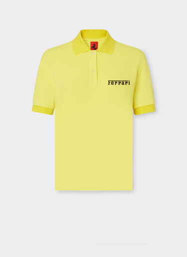 Ferrari Cotton polo shirt with Ferrari silicone logo Giallo Modena 48310f