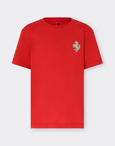 Ferrari T-shirt with Prancing Horse patch Rosso Corsa 48528fK