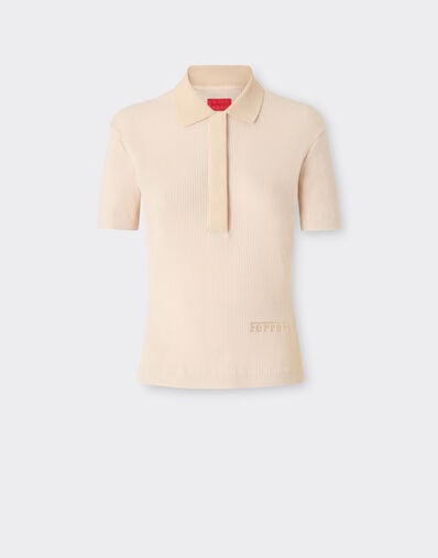 Piquet polo shirt with embroidered Ferrari logo Ferrari Piquet polo shirt with embroidered Ferrari logo Powder Pink 50104f