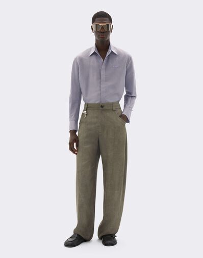 Ferrari Silk-blend Barré shirt with embroidery Powder Blue CWMSH0021WPL0012f