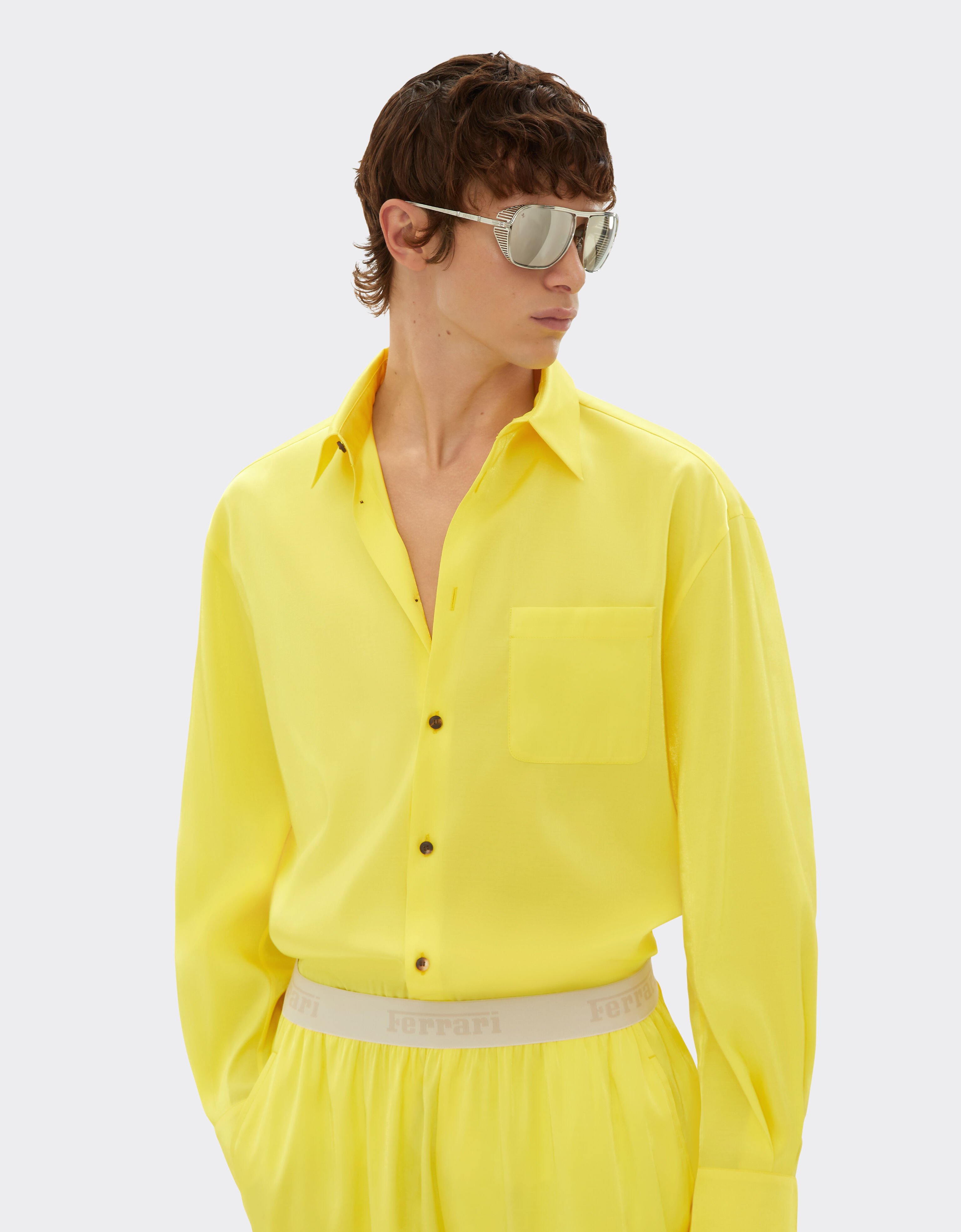 Ferrari Camisa de viscosa brillante Giallo Modena 21874f