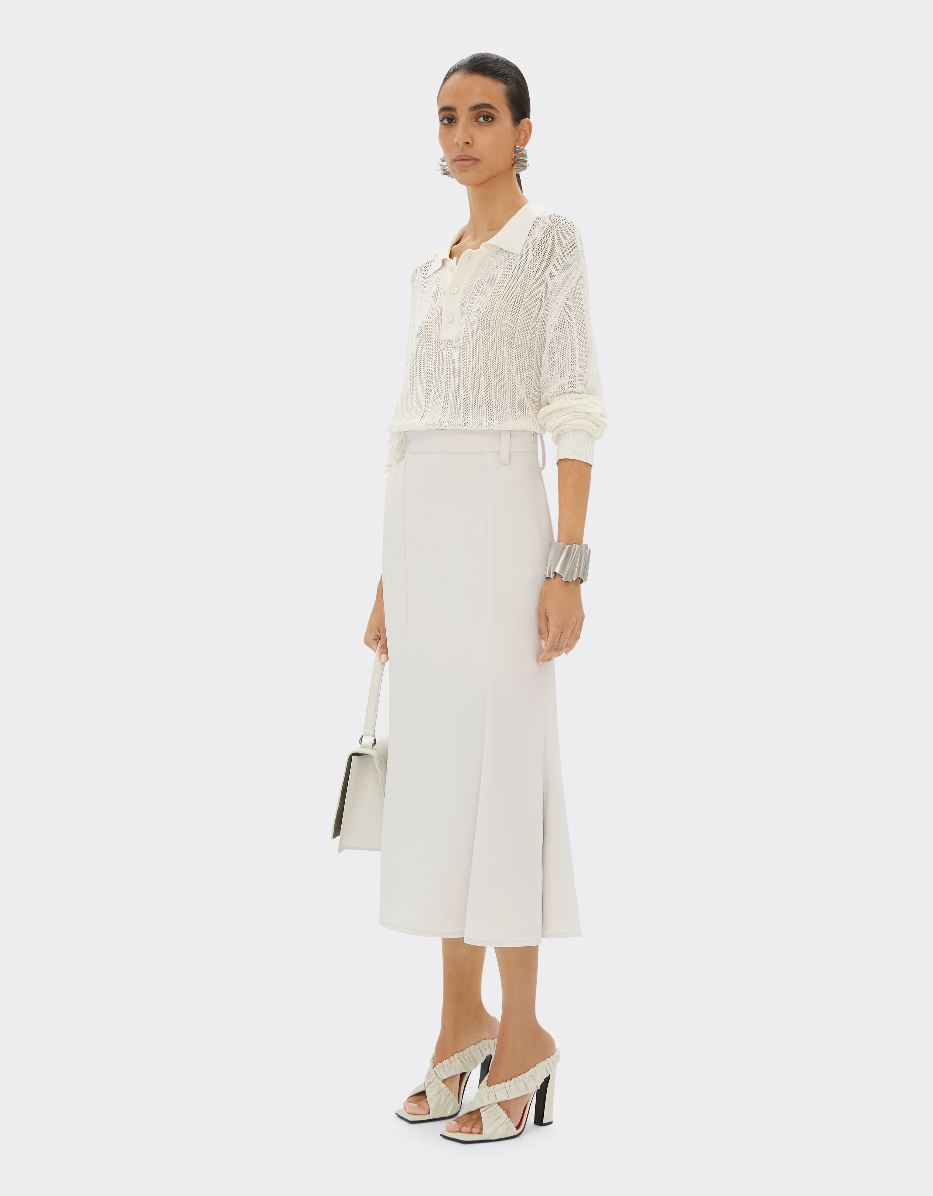 Ferrari Midi skirt in recycled satin Ecru 21868f