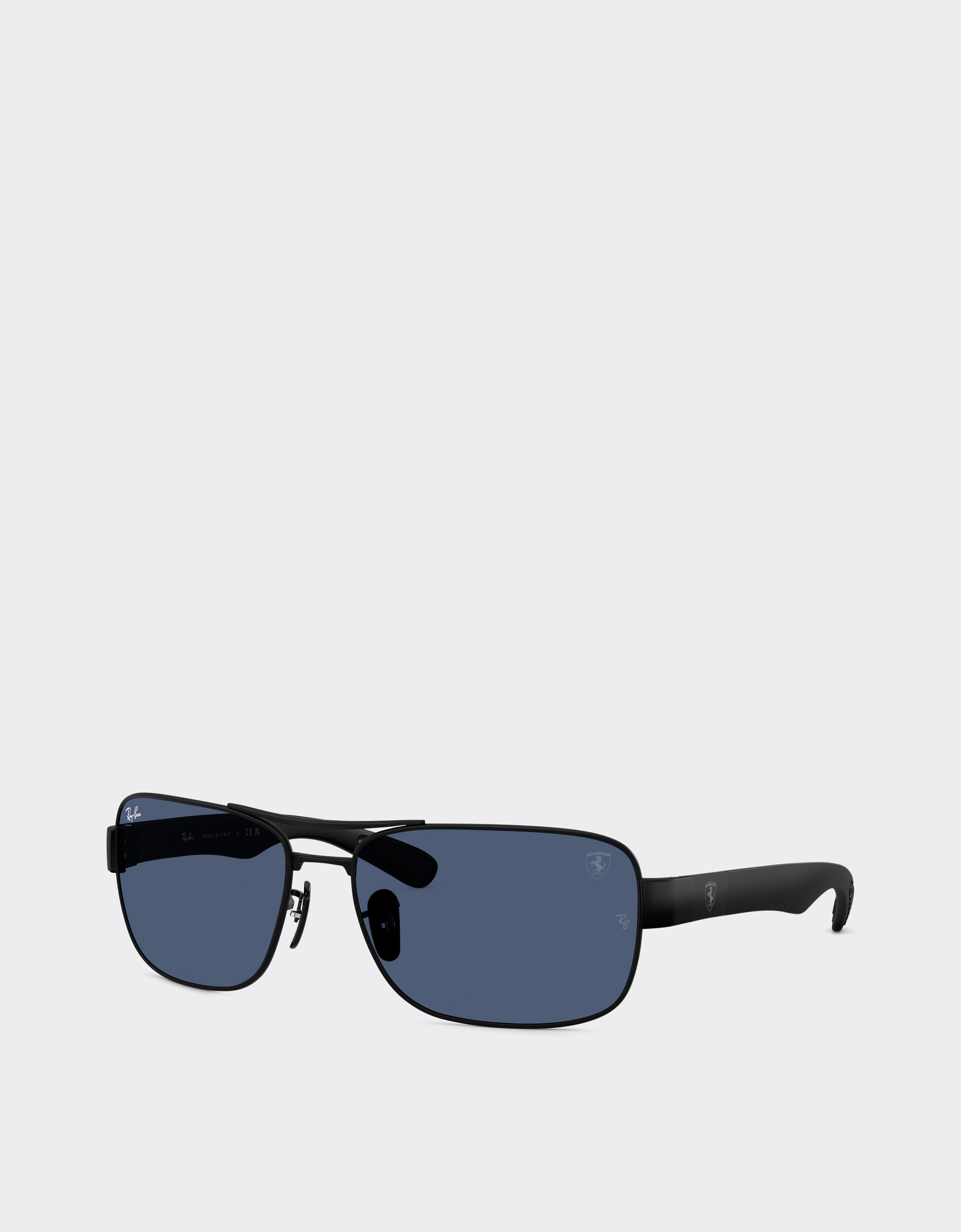 Ferrari Ray-Ban for Scuderia Ferrari RB3763M in matt black metal and plastic with blue lenses Black Matt LA01Gf