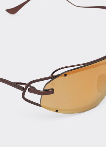Ferrari Ferrari sunglasses in brown titanium with gold-tone mirror brown shield Brown LA02Xf