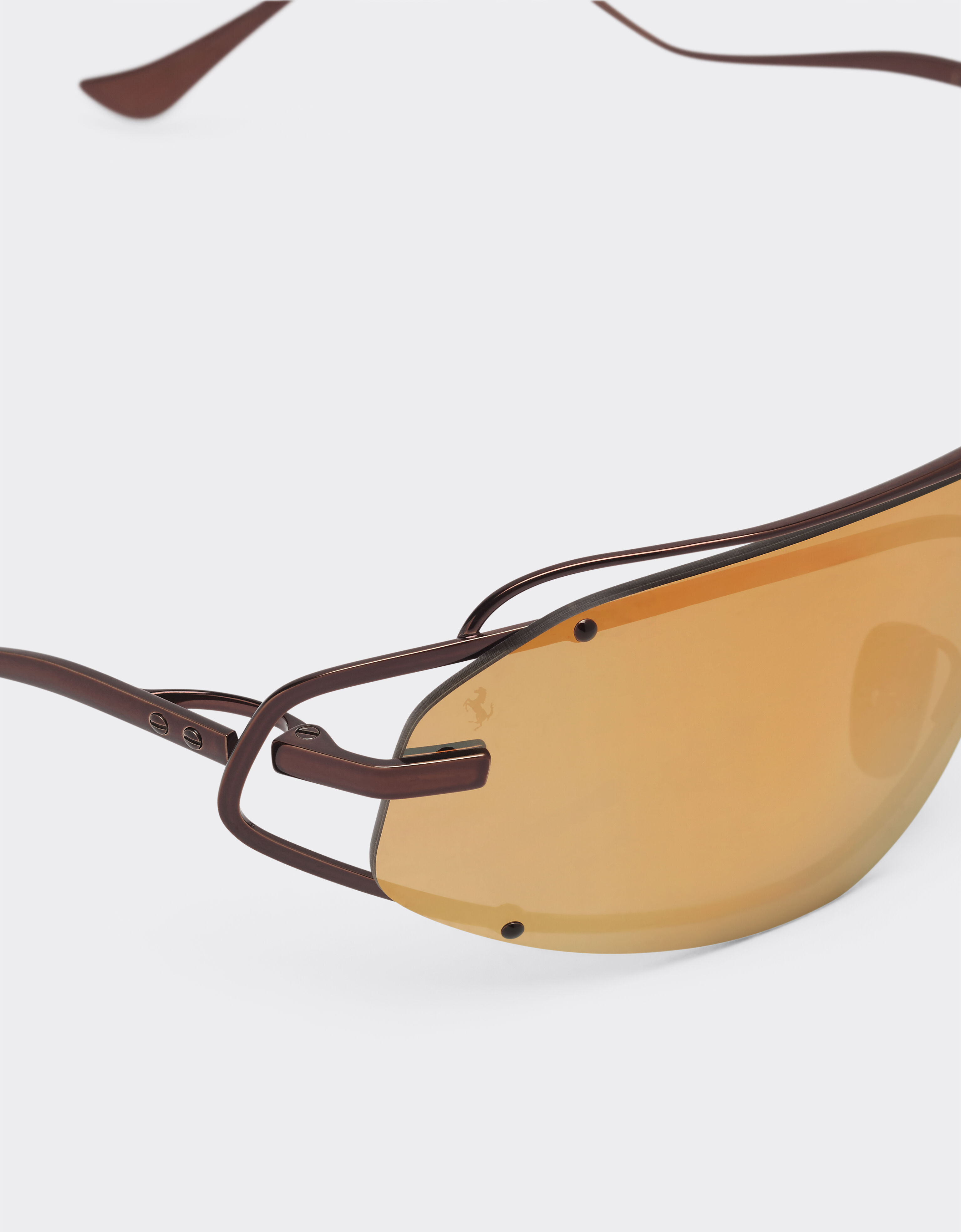 Ferrari Ferrari sunglasses in brown titanium with gold-tone mirror brown shield Brown LA02Xf