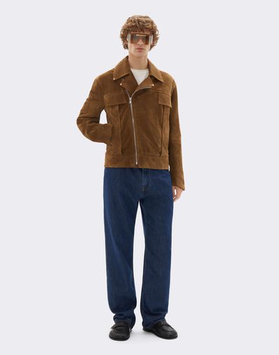 Ferrari Suede Biker Jacket with Prancing Horse Caffè CLMOU0015LCK0003f