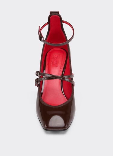 Patent leather Mary Jane pumps Ferrari Patent leather Mary Jane pumps Dark brown 22733f