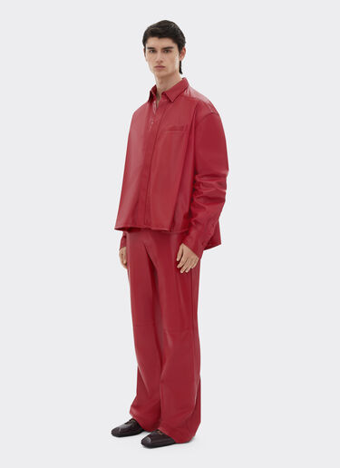 Ferrari Veste overshirt en cuir nappa drapé Rouge Maison 22362f