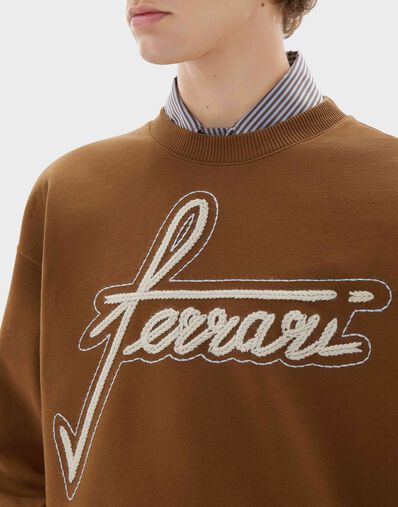 Ferrari Sudadera de cuello redondo con bordado Ferrari Caffè CJMSW0036JCO0046f