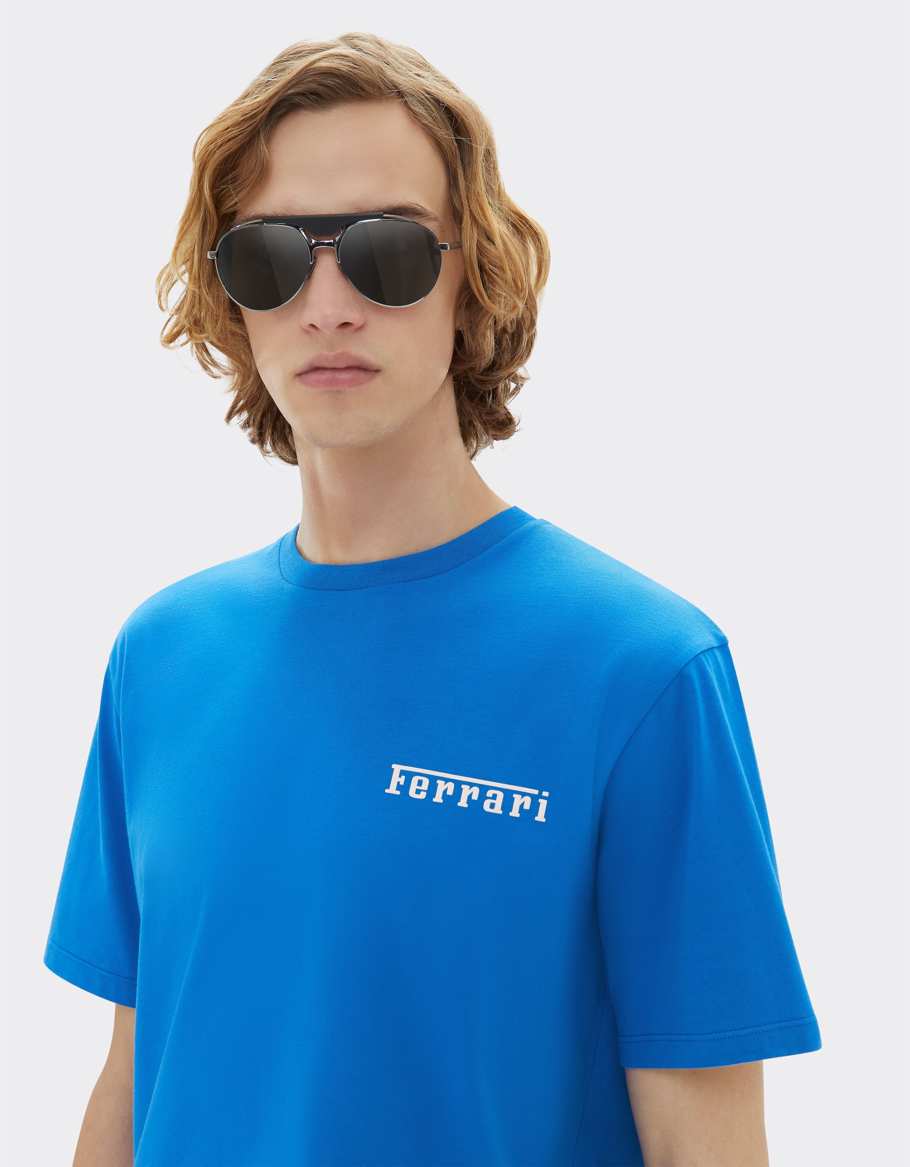 Ferrari Camiseta de algodón con logotipo Ferrari Azul Klein 21163f