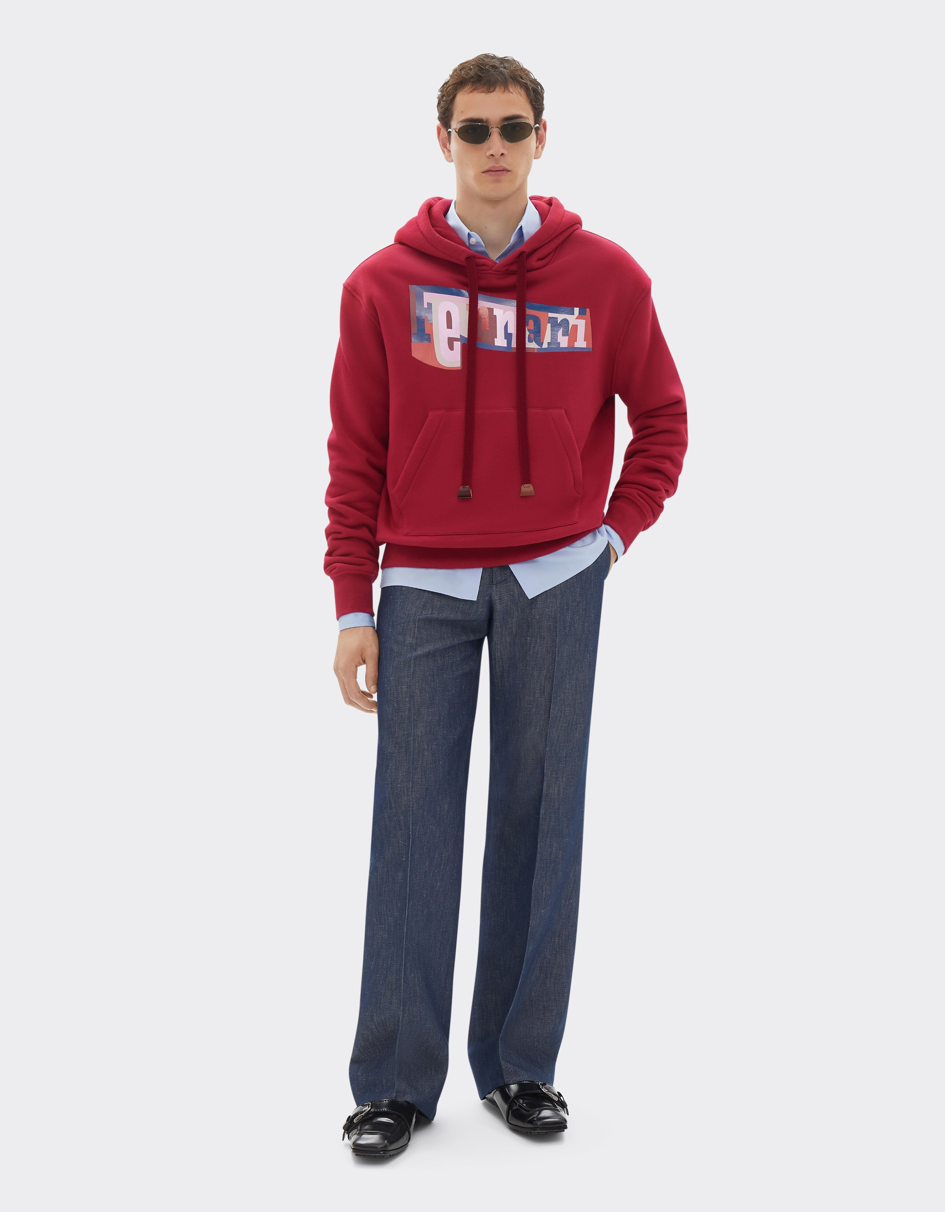Ferrari Sweat à capuche avec impression du logo en blocs de couleur Cerise 22835f