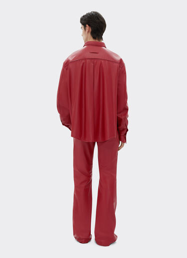 Ferrari Veste overshirt en cuir nappa drapé Rouge Maison 22362f