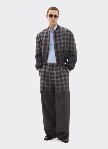 Ferrari Bomber in chiné check printed nylon Mahogany 22654f