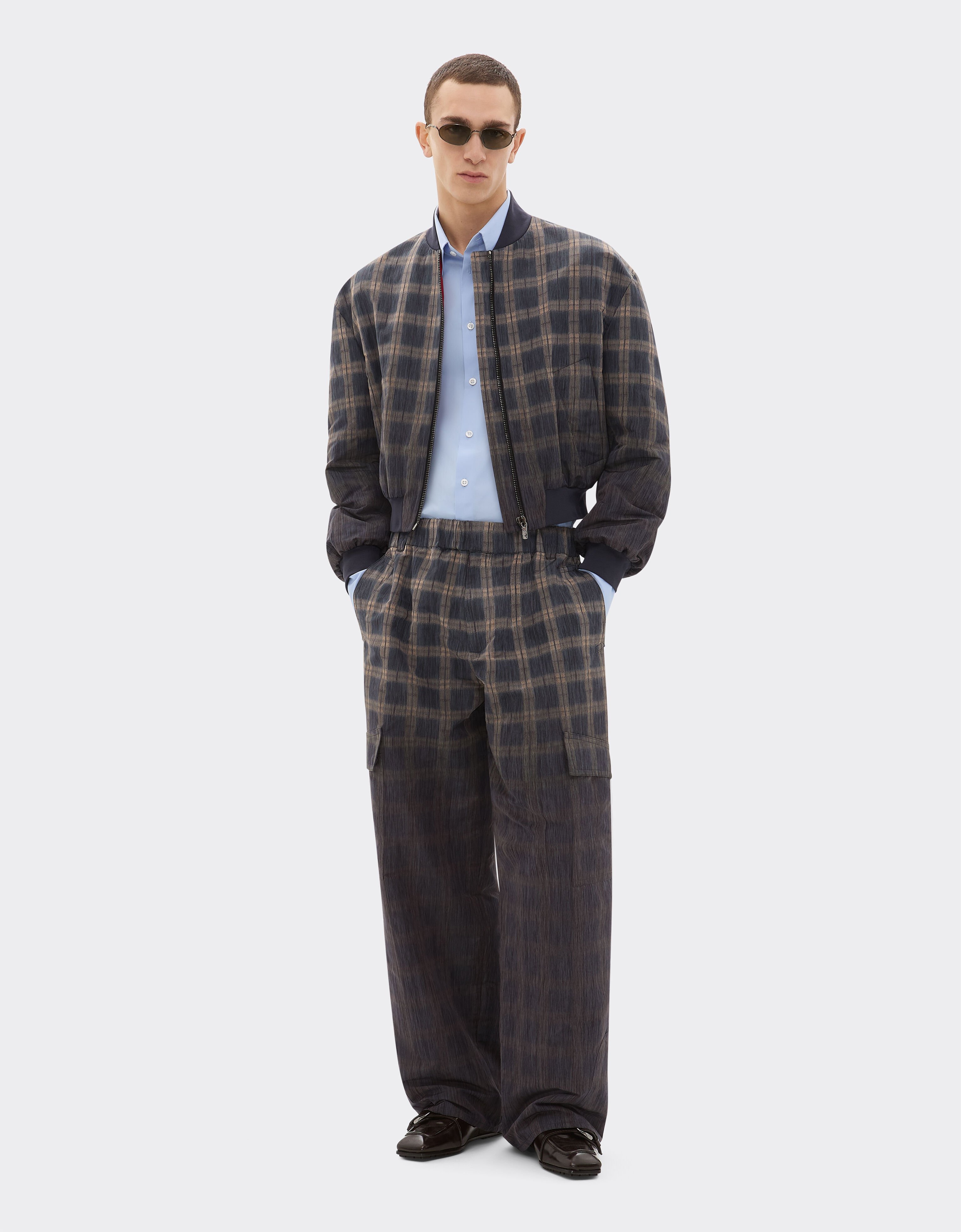 Ferrari Bomber in chiné check printed nylon Mahogany 22654f
