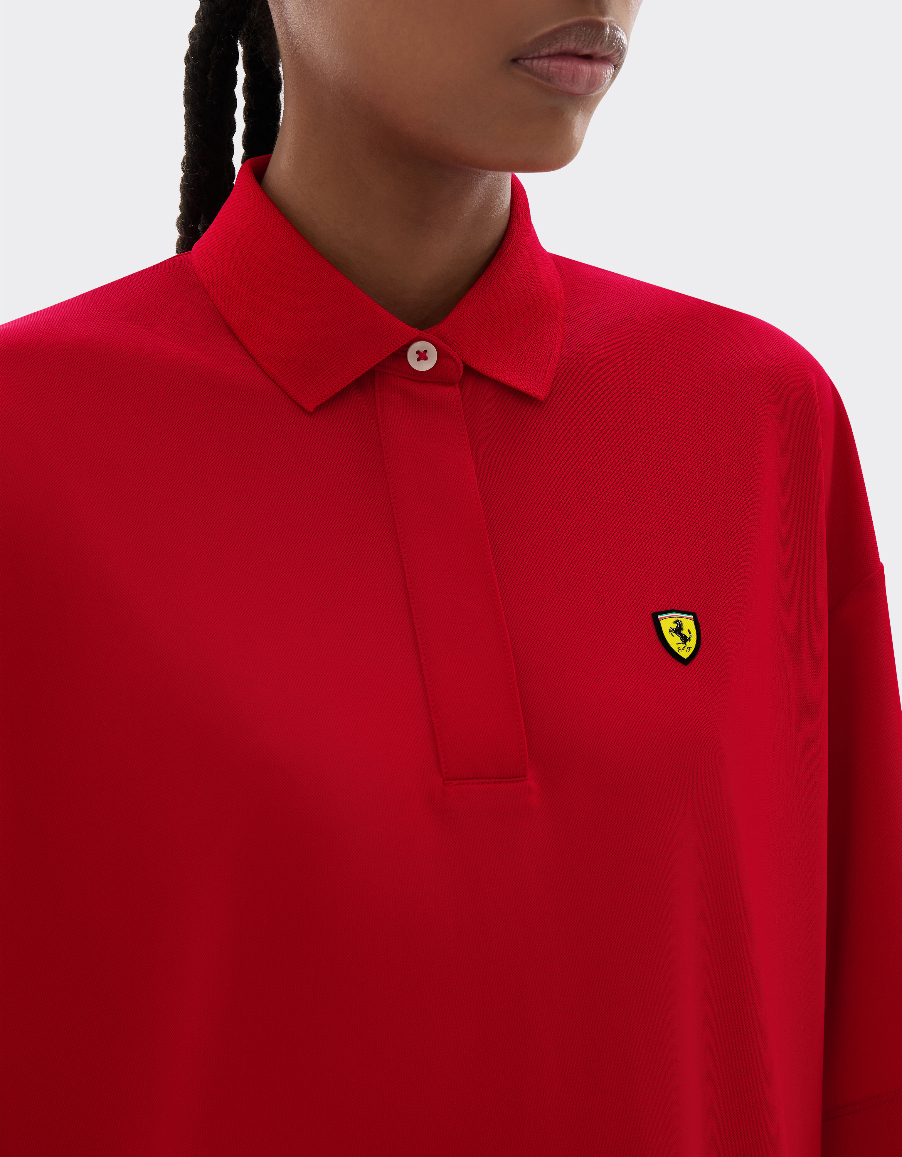  Mini-robe polo en piqué technique Rosso SJWDR0023JCO0023f