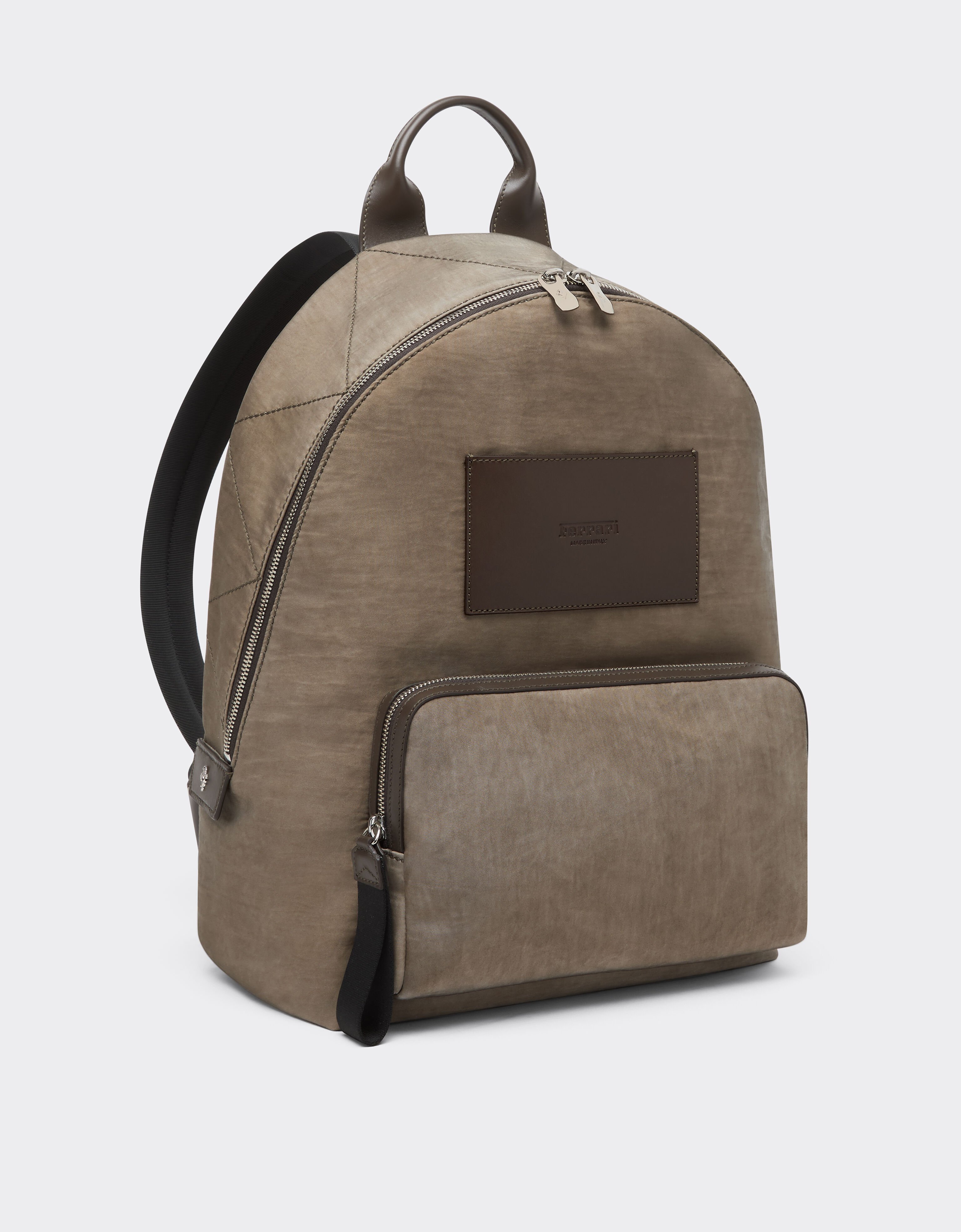 Ferrari Nylon and leather backpack Khaki Green 50166f