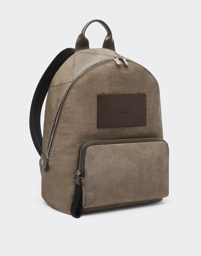 Ferrari Sac à dos en nylon et cuir Khaki Green 50166f